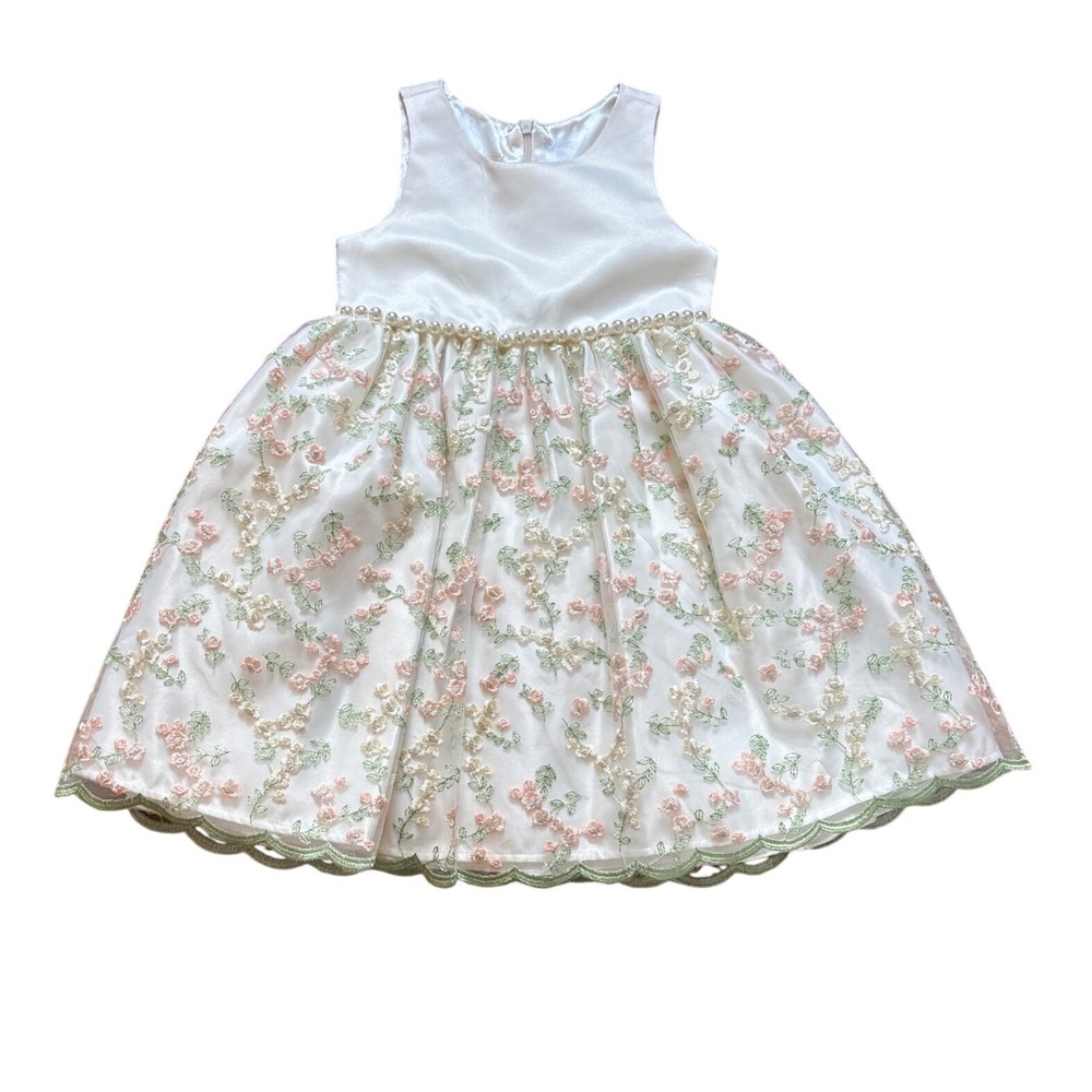 American Princess‎ Dress Kids White Floral Pearl Embroidered Party SIZE 3T